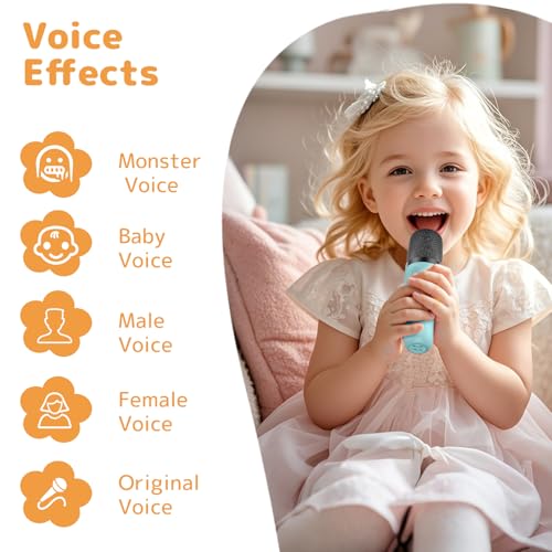 Karaoke Machine for Kids Adults, Mini Karaoke Machine with 2 Wireless Microphones, Portable Bluetooth Speaker with Voice Changing Effects & LED Lights, Best Gifts Toys for Girls and Boys - color: BLue