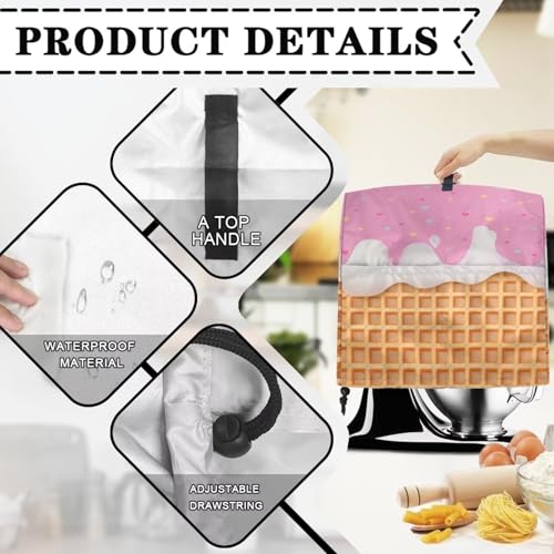 Stand Mixer Cover with Adjustable Drawstring, Cream Print Water Resistant Stand Blender Dust Cover Large Stnad Blender Cover Universal for Small Kitchen Appliances - color: Cream Print, size: S