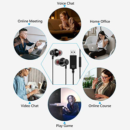 USB Headset with Microphone for PC,8.2FT Long Cord Computer Headphones Mic