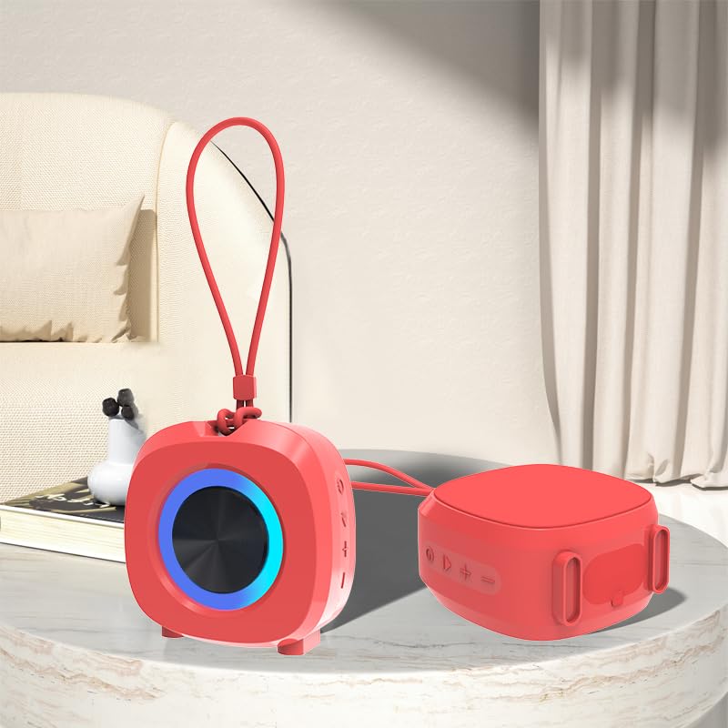 Bluetooth Speaker Portable Media Players Clear Loud Stereo Sound Deep Bass Wireless Speaker With Lights TWS IPX5 Waterproof Small Speakers Long Playtime for Home/Party/Outdoor/Beach Electronic Gadgets - color: Red