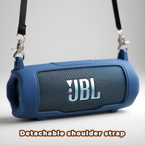 Silicone Cover Compatible with JBL Flip 7 Waterproof Portable Speaker with Shoulder Strap (Blue) - color: Blue