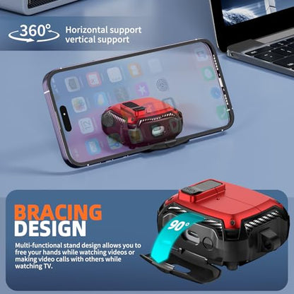 Safety Lock Case for Samsung Galaxy Buds3 FE/3/3 Pro (Red) | with Phone Stand,with Secure Lock Clip & Cleaning kit Full Body Shockproof Carbon Fiber Protection Design - color: D-Red