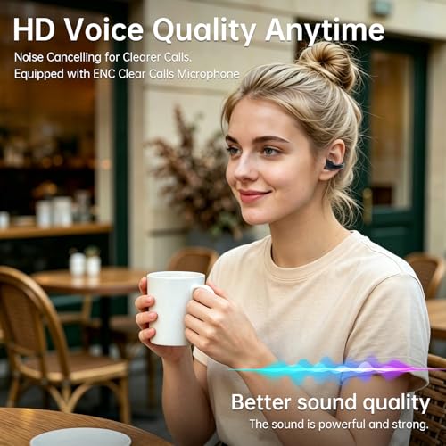 Clip On Earbuds, Physical Button Control Open Ear Wireless Bluetooth Headphones, HiFi Sound & Environment Noise Cancelling Earbuds with Mic, Bluetooth 6.0, Up to 32H Playtime, for Run/Workout