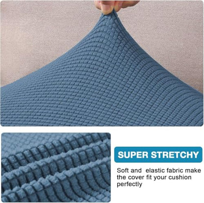 Flamingo P Super Stretch Couch Cushion Cover 1 Pack Individual Seat Slipcover with Elastic Bottom, Machine Washable Furniture Protector (1 Seat Cushion Cover, Dusty Blue) - color: Dusty Blue, size: 1 Seat Cushion Cover