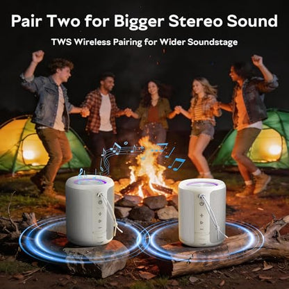 Portable Bluetooth Speaker, IPX7 Waterproof Wireless Speaker with 20W Loud Stereo Sound, 15H Playtime & Beat-Synced RGB Light, Small Outdoor Speaker for Shower, Pool, Beach,Hiking,Gifts(Gray) - color: Gray