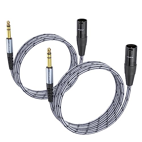 JOLGOO 1/4 Inch TRS to XLR Male Cable, Balanced 6.35mm TRS Plug to 3-pin XLR Male, Quarter inch TRS Male to XLR Male Microphone Cable, 6.6 Feet 2 Pack - size: 6.6 Feet - 2 Pack, style: 1/4 TRS Male to XLR Male