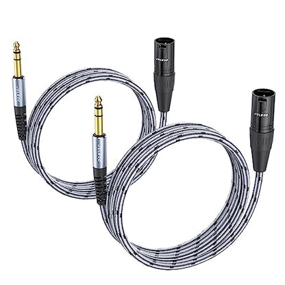 JOLGOO 1/4 Inch TRS to XLR Male Cable, Balanced 6.35mm TRS Plug to 3-pin XLR Male, Quarter inch TRS Male to XLR Male Microphone Cable, 6.6 Feet 2 Pack - size: 6.6 Feet - 2 Pack, style: 1/4 TRS Male to XLR Male
