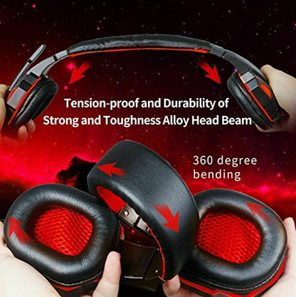 3.5mm Gaming Headset Mic LED Headphones Stereo Bass Surround for PC PS4 Xbox One (Black & Blue) - color: Black & Blue