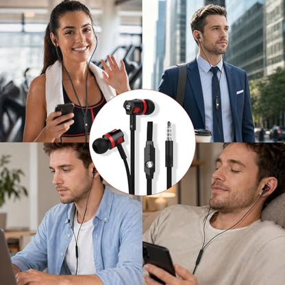 Rosmas Wired Earbuds in-Ear Headphones with Microphone, 3.5mm Jack Corded Earphones Stereo Bass Earbuds, S/M/L Soft Silicone Tips Compatible with iPhone Android Laptop iPad MP3(White) - size: White –– Standard