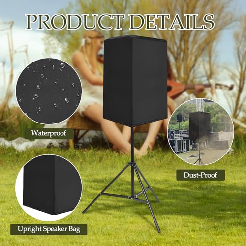 Protective Speaker Cover Dust-Proof Audio Equipment Shield Upright Speaker Bag for Outdoor, Multiple Sizes, Black(19 * 20 * 30inch)