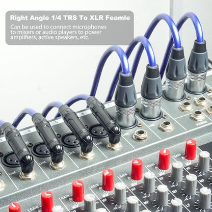 6Feet 2 Pack Balanced XLR Female to Right Angle 1/4 TRS Mixer Cable,6.35mm Stereo Male to 3pin XLR Female Audio Cable,20AGW 6N OFC+Silver Plated HI-END Microphone Audio Cable - size: 6Feet（2Pack）, style: 90° TRS To XLR F