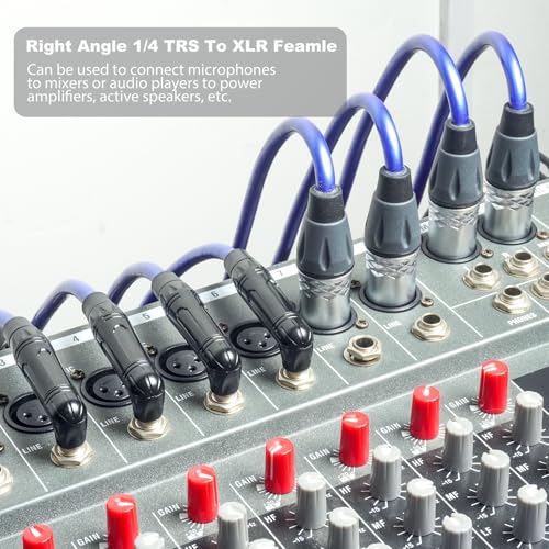 6Feet 2 Pack Balanced XLR Female to Right Angle 1/4 TRS Mixer Cable,6.35mm Stereo Male to 3pin XLR Female Audio Cable,20AGW 6N OFC+Silver Plated HI-END Microphone Audio Cable - size: 6Feet（2Pack）, style: 90° TRS To XLR F