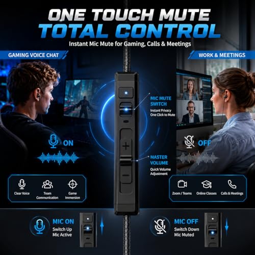 KASOTT SoundMaster Pro V1 - Gaming Earphones with Dual Audio Drivers,Battle Buds,in-Line Mic with Mute and Volume Control, Compatible with Xbox Series,Xbox One,PS5,PS4,Switch,Pc with 3.5mm Aux