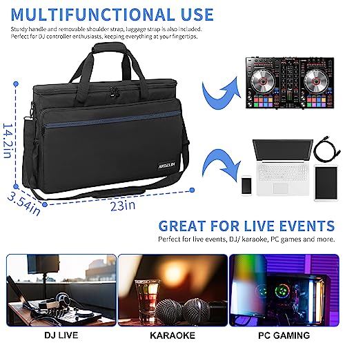 AKOZLIN Padded Gig Bag Controller Travel Shoulder Bag 23”×3.54”×14.2” Fit For Pioneer DDJ SR SR2 RR Denon MC4000 Numark NVII DJ Mixer Case - size: 23”×3.54”×14.2”