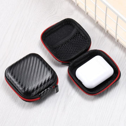EVA Hard Shell Earphone Storage Case, Portable Zipper Cable Organizer Box, 7.5 x 7.5 x 3 cm for Earbuds, Charger and Travel Storage
