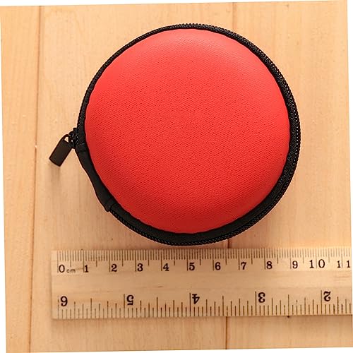 Red EVA Earphone Case, Mini Ball Shape Zipper Protect Pouch - color: Red
