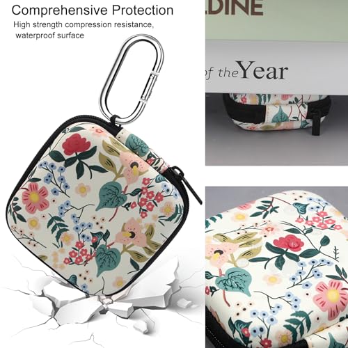 Earbud Case,Headphone Organizer Earbud Storage Bag, Hard EVA Shockproof Cover Carrying Case with Carabiner Clip Compatible with AirPods 5 4 AirPods Pro 2nd /3/2/1 Bose Galaxy Buds (Flower) - color: Flower
