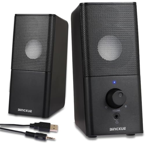 H21 Classic Computer Speakers for Desktop PC, Full Stereo Sound, USB-Powered, Gaming Speaker with 3.5mm Aux Multimedia for Laptop/Desktop/Tablets/Phone(Black