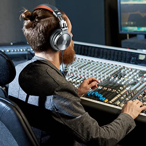 OneOdio Hi-Res Over Ear Headphones for Studio Monitoring and Mixing, Sound Isolation, Protein Leather Earcups, 50mm Driver Unit, Wired Headphones for AMP Guitar Keyboard, Pro-50, Metallic Blue - color: Metallic Blue