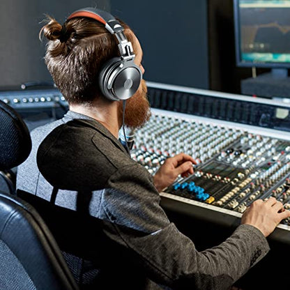 OneOdio Hi-Res Over Ear Headphones for Studio Monitoring and Mixing, Sound Isolation, Protein Leather Earcups, 50mm Driver Unit, Wired Headphones for AMP Guitar Keyboard, Pro-50, Metallic Blue - color: Metallic Blue