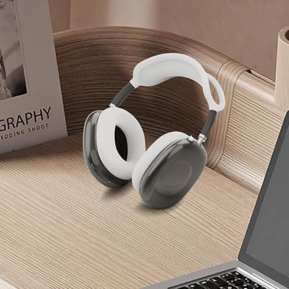 Silicone Case for AirPods Max 2/1 (2026/2024/2020), Clear Soft Light Ear Pad Case/Ear Cups Cover/Headband Shell，Ultra Protective Cover for AirPods Max (USB-C) Case (Clear White) - color: A6-Clear + White