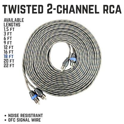 Sky High Car Audio 2 Channel Twisted 9 ft RCA Cables Coated 9' OFC - size: 9 Feet