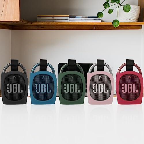 Silicone Protective Carrying Case Compatible with JBL Clip 4 - Portable Mini Speaker Carrying Stand Up Cover Pouch for JBL Clip 4 (Black) - color: Black
