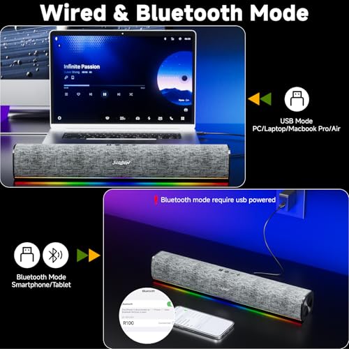 SOULION Computer Speakers for Desktop Monitor USB Plug & Play PC Soundbar