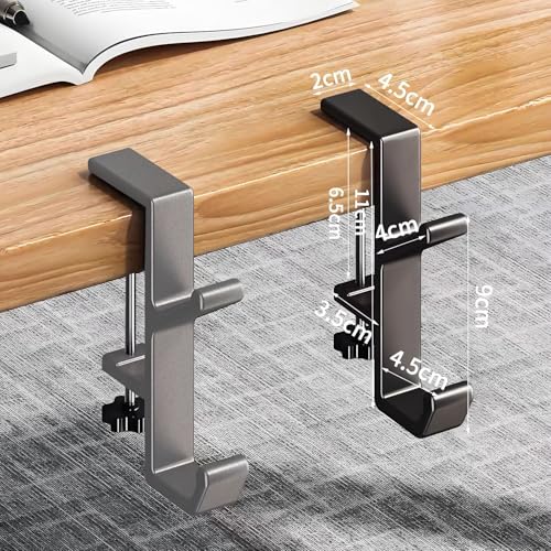 Headphone Stand - Aluminum Alloy Headphone Holder, Under Headset Stand for Desk Fit for PC Gaming Headset Hanger Hook Suitable for Office, Computer, Student Class Desk, Handmade Creator Table (Sliver)