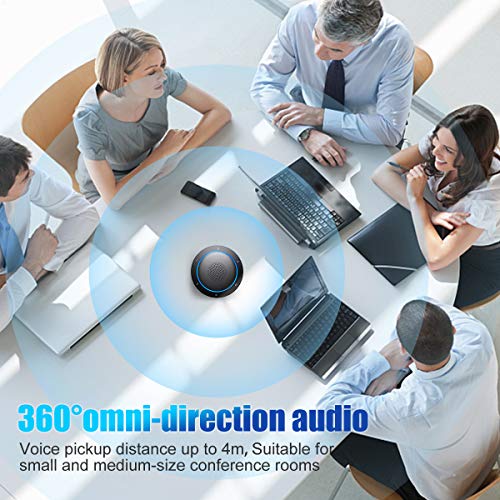 Bluetooth Conference Speakerphone Wireless Microphone and Speaker for Mobile Phone and Computer, USB Office Speakerphone for Skype, Zoom