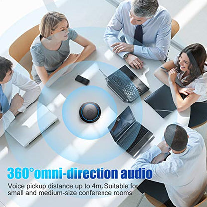 Bluetooth Conference Speakerphone Wireless Microphone and Speaker for Mobile Phone and Computer, USB Office Speakerphone for Skype, Zoom