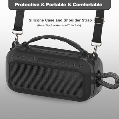 JCHPINE Silicone Cover Case for Bose SoundLink Plus Portable Speaker | Protective Soft Silicone Case with Carrying Handle and Shoulder Strap (Black) - color: Black Case