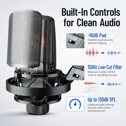 TAKSTAR TAK55 XLR Condenser Microphone with 34mm Large Diaphragm