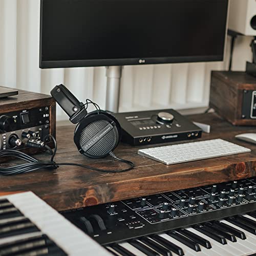 beyerdynamic DT 990 PRO Studio Headphones (80 Ohm, Black) | Open Back, Over Ear, Wired Professional Audiophile, Gaming, Podcast, Mixing, Limited Edition Black Velour Ear Pads - color: Black (Limited Edition), size: 80 OHM