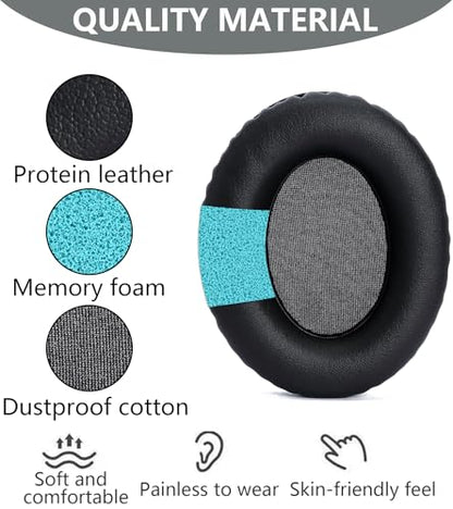 Replacement Ear Pads Compatible with Sennheiser HD180 HD200Pro HD201 HD201S HD206 HD418 HD419 HD421 HD428 HD429 HD439 HD439 HD448 HD449 HD451 HD461 HD471 Headphones Protein Leather Ear Pads - Black