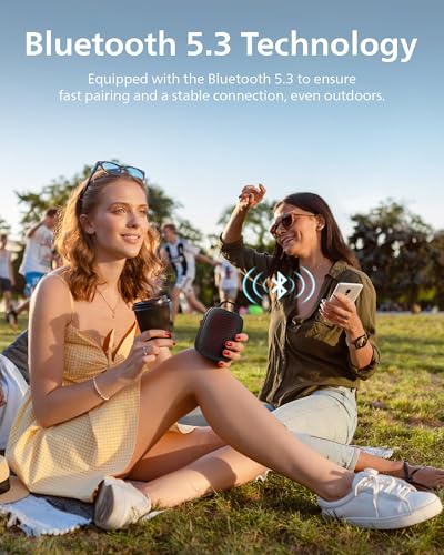 Philips S1209 Portable Bluetooth Speaker,Wireless Speakers with Extra Bass,Quality Sound,12 H Battery,TWS Pairing,Support Stereo Sound,Bluetooth 5.3,IPX4 Waterproof,for Indoor & Outdoor,Small,Black
