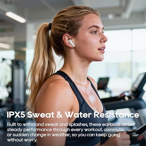 Active Noise Cancelling Earbuds, Wireless Earbuds | Earphones Wireless Bluetooth, Bluetooth Headphones 5.4, In Ear Headphones 40H Playtime, IPX5 Waterproof, Sports, Fast Charing - color: White