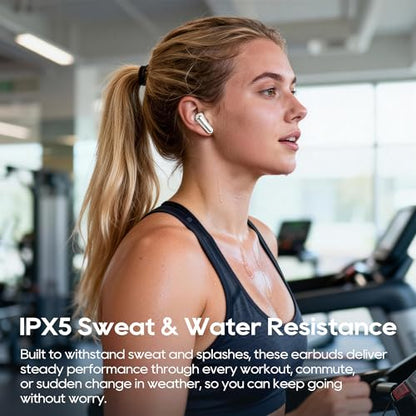 Active Noise Cancelling Earbuds, Wireless Earbuds | Earphones Wireless Bluetooth, Bluetooth Headphones 5.4, In Ear Headphones 40H Playtime, IPX5 Waterproof, Sports, Fast Charing - color: White
