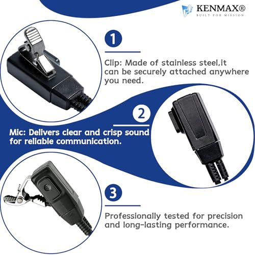 KENMAX® 2 Pin Air Covert Acoustic Earpiece Headset for Two Way Radio Kenwood PUXING Baofeng UV-3R Plus UV-5R UV-5RA 888S - color: Pack of 10