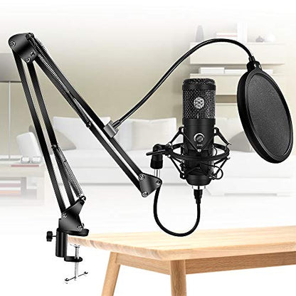 E20 Condenser Computer Microphone with Light Studio Kit with Arm Stand for Gaming Video Record