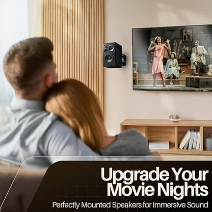 TNP Universal Satellite Speaker Wall Mount Bracket Ceiling Mount Clamp with Adjustable Swivel and Tilt Angle Rotation for Home Theater Surround Sound System Satellite Speakers - 4 Pack, Black - color: Black, size: 4 Pack