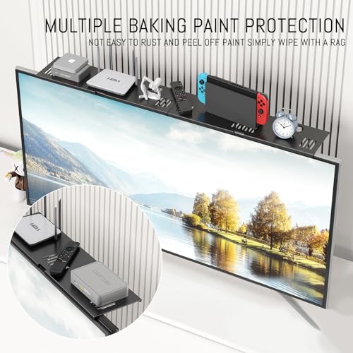 CABTE Adjustable Steel TV Top Shelf, Floating TV Stand for Soundbar | Universal Monitor Shelf for Game Console, Cable Box, Router Shelves (33.86X4.72inch) - style: 33.86X4.72inch