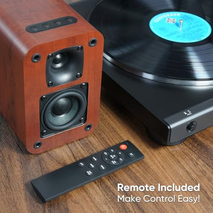 RIOWOIS Powered Bookshelf Speakers, Desktop Speakers for Record Player | 40W, 2.75" Woofer, Silk Dome Horn Tweeter, Supports TV-ARC/Optical, AUX/Bluetooth 5.3 Input, Compatible with Fire TV Remote