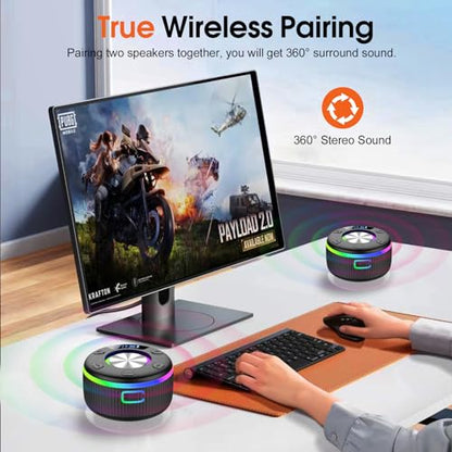Bluetooth Shower Speaker, Portable Bluetooth 5.3 Speakers Wireless with Time Display, IP7 Waterproof Speakers with RGB Light, Suction Cup, Mini Stereo Speaker for Bathroom Party Travel Beach Outdoor - color: Jet Black