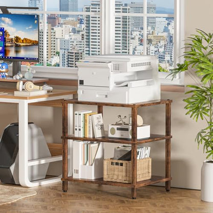 LELELINKY 3-Tier AV Media Player Stand Set of 2, Brown Stereo Cabinet, Wooden TV Stand,Game Console Shelf, Multifunctional Entertainment Center, Suitable for Home, Conference Room, Game Studio - color: Brown, size: 3 Tier