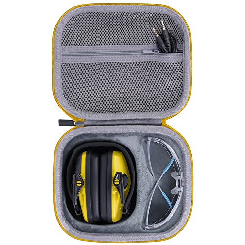 co2CREA Hard Case for Walker's Razor Slim Electronic Muffs Earmuffs - style: Yellow Zipper for Razor Earmuff