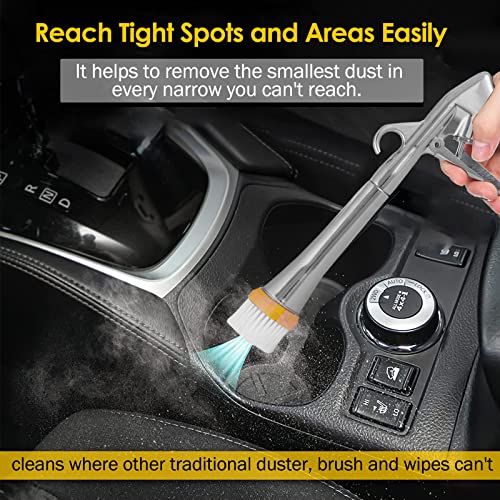Car Cleaning Gun - High Pressure Air Blow Interior Detailing Kit With Air Duster Blower - Compressor Needed Tools (Silver)