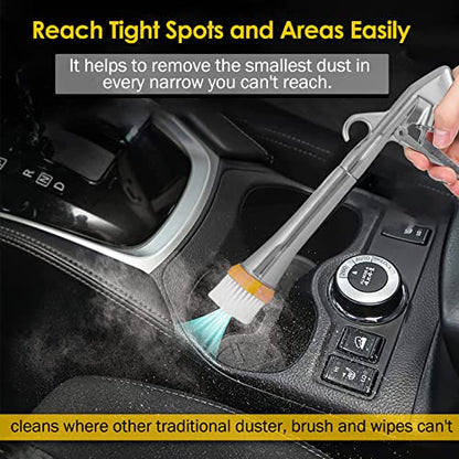 Car Cleaning Gun - High Pressure Air Blow Interior Detailing Kit With Air Duster Blower - Compressor Needed Tools (Silver)
