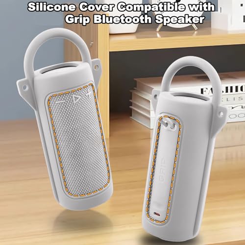 for JBL Grip Portable Waterproof Speaker Silicone Case, White | Portable Travel Soft Cover with Adjustable Shoulder Strap and Carabiner, Protective Skin Case, Anti-Slip Feet - color: White Case
