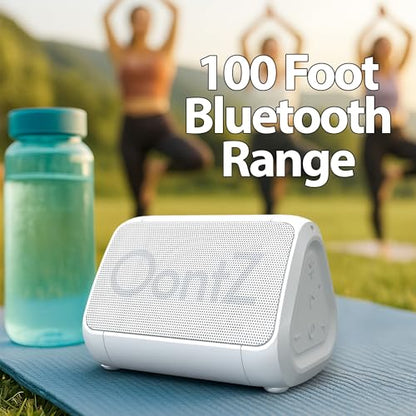 OontZ Angle Solo Compact Bluetooth Speaker, 14-Hour Playtime, White | Compact 5W Bluetooth speaker with clear sound, 100-ft range, IPX5, mic, AUX Input and USB-C Charging Cable. - color: White